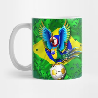 Brazil Macaw with Football / Soccer Ball Mug